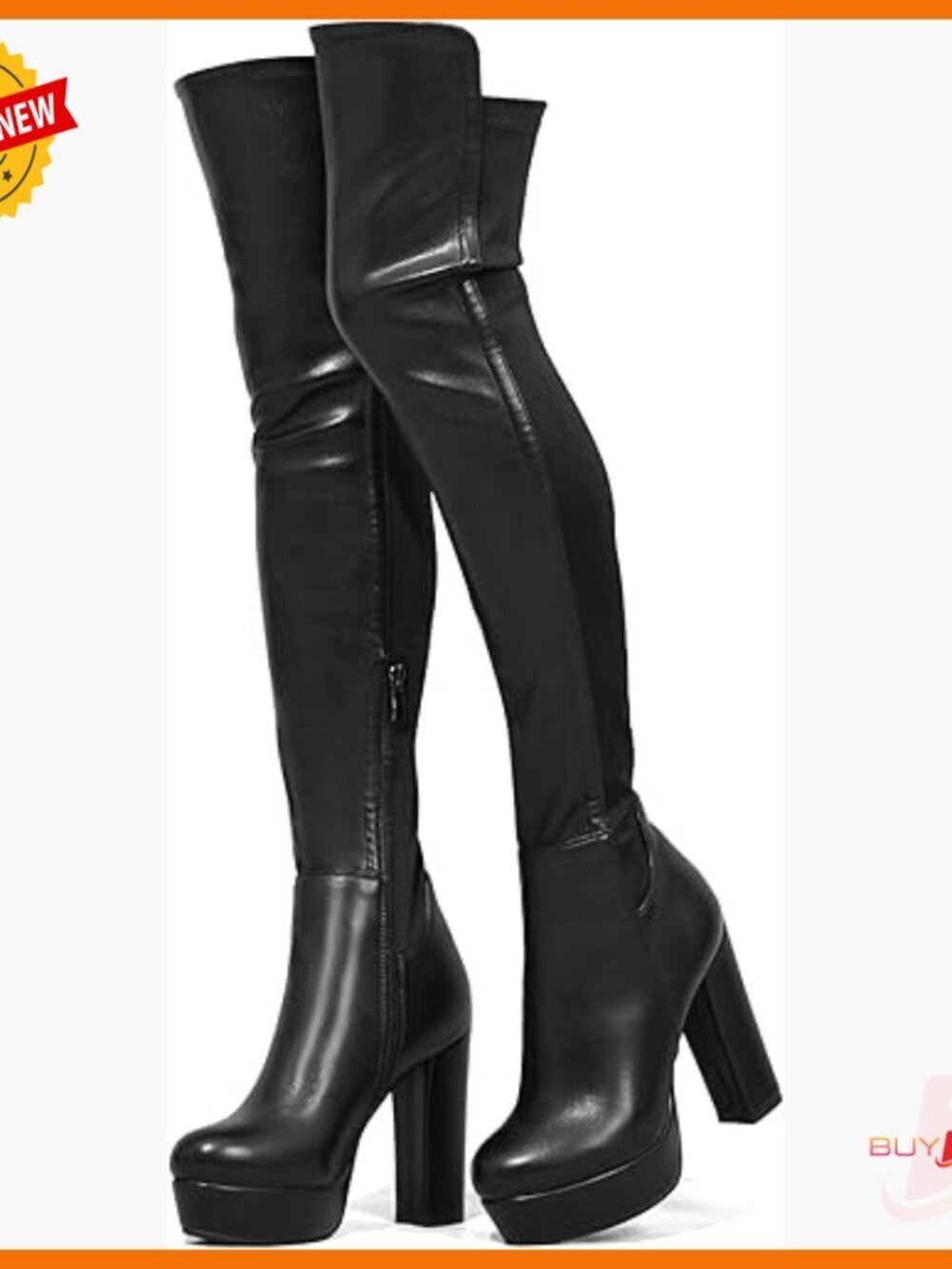 Women's Over the Knee Boots Chunky Heel Side Zipper Faux Suede